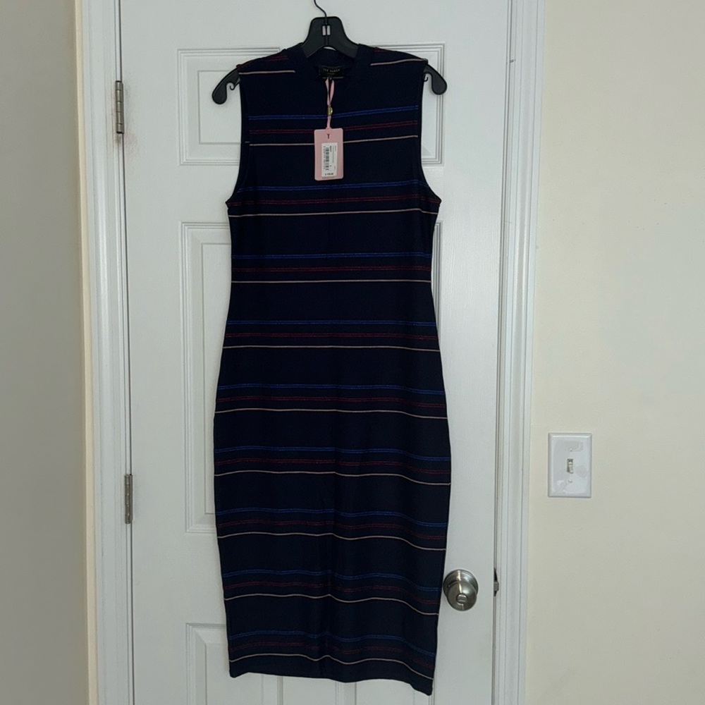 Stripe Sleeveless midi dress by Ted Baker